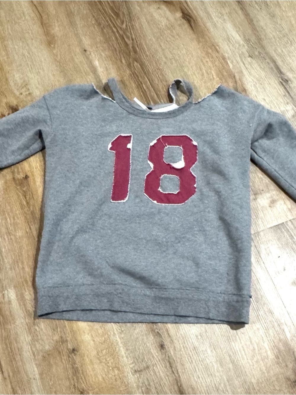 Free People Gray Sweatshirt with Maroon '18' Graphic